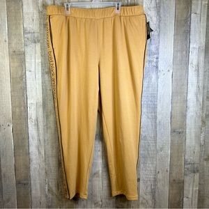 Target Size 1X Tan “Bold, Black & Bougie” Fleece Joggers with Stretch Wa…